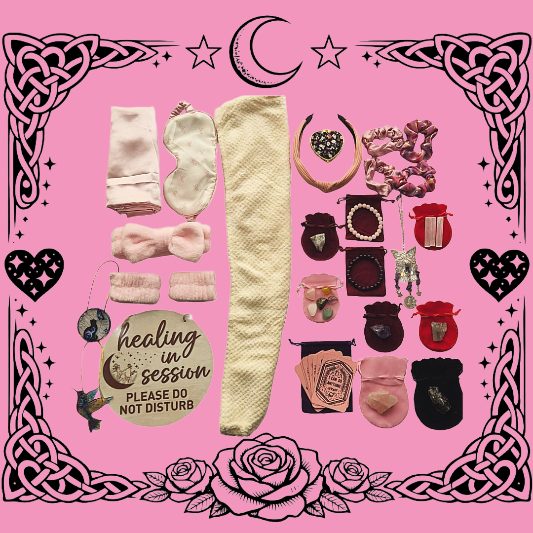 Luxury Love & Light Gift Box - Crystals, Satin Self‑Care, Ornaments & Wellbeing Healing Treasures