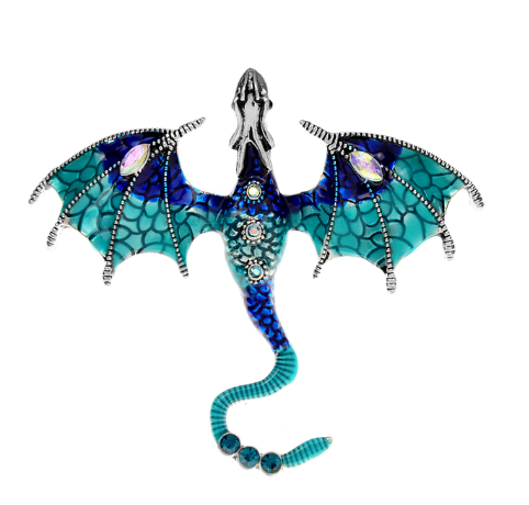 Enamel Flying Dragon Pin Brooch