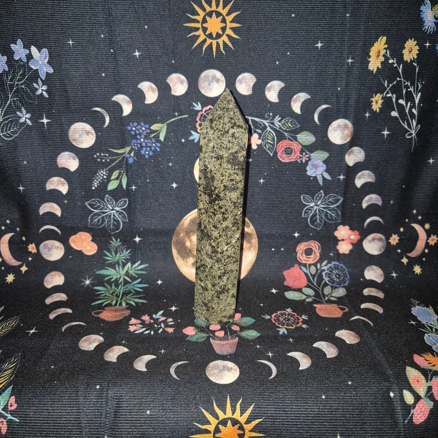 Epidote & Pyrite Crystal Tower Obelisk