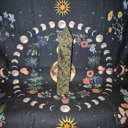 Epidote & Pyrite Crystal Tower Obelisk