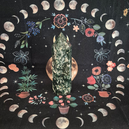 Large Moss Agate Crystal Tower
