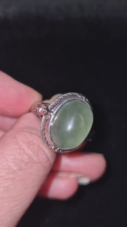 Fluorite Locket Adjustable Ring