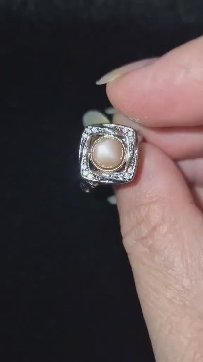 Peach Moonstone Fidget Spinning Ring