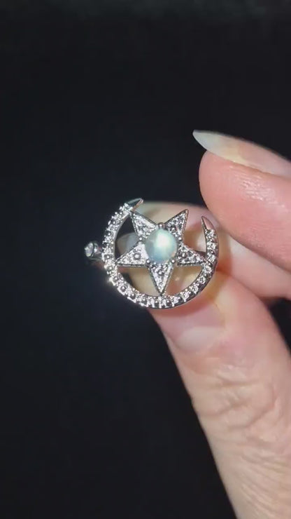Labradorite Adjustable Spinning Fidget Star Ring