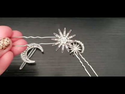 Celestial stars and moons hair pins clip set