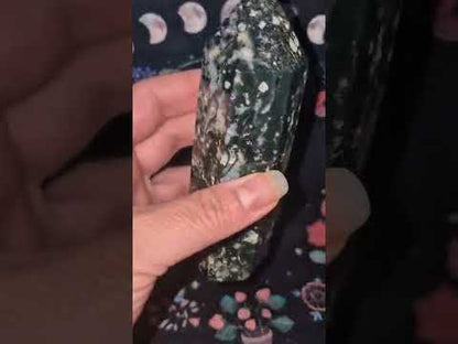 Large Moss Agate Crystal Tower