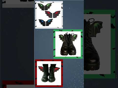 Embroidered Pair Of Dragon Bat Vampire Wing Shoe Trainer Boot Skate Charms Accessory