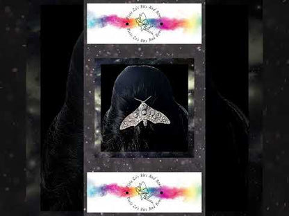 Celestial Moon Moth Vintage Hair Barrette Clip