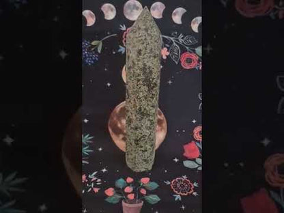Epidote & Pyrite Crystal Tower Obelisk