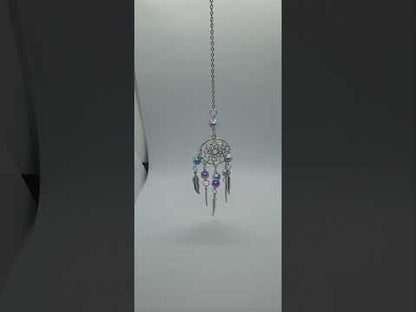 Dream catcher hanging ornament with beads and feather detail