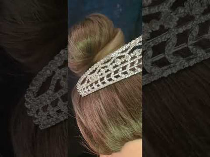 Silver and clear crystal rhinestone tiara crown