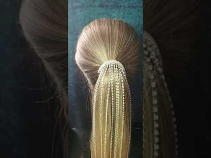 Crystal long tassel hair barrette clip hair accessory