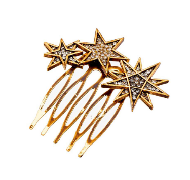 Celestial trio of moon and star hair clips slides