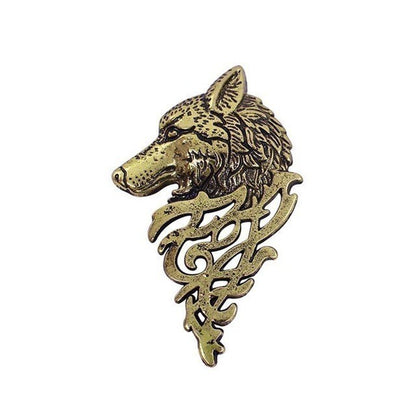 Wolf head pin brooch badge