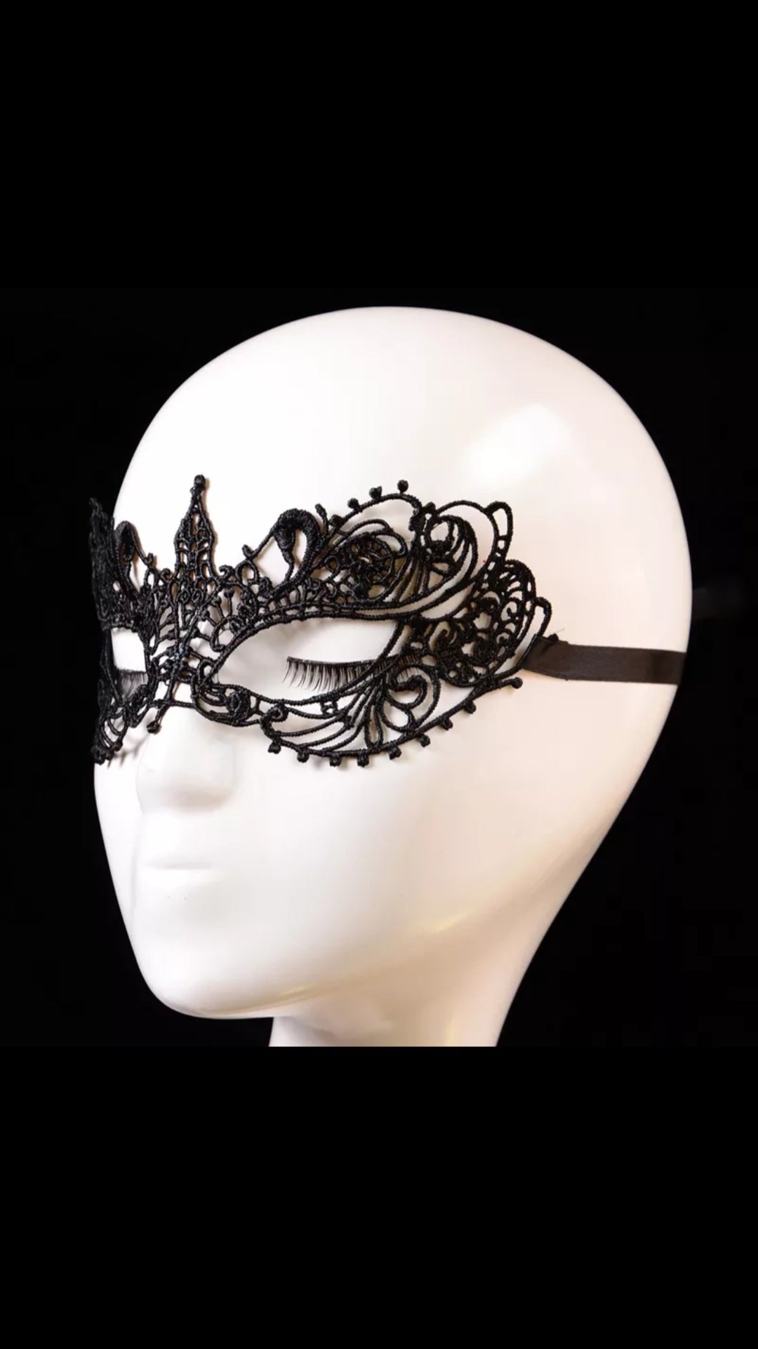 black lace eye mask from the side