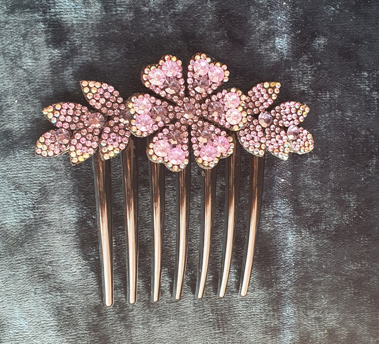 Crystal rhinestone leaf and flower hair sides