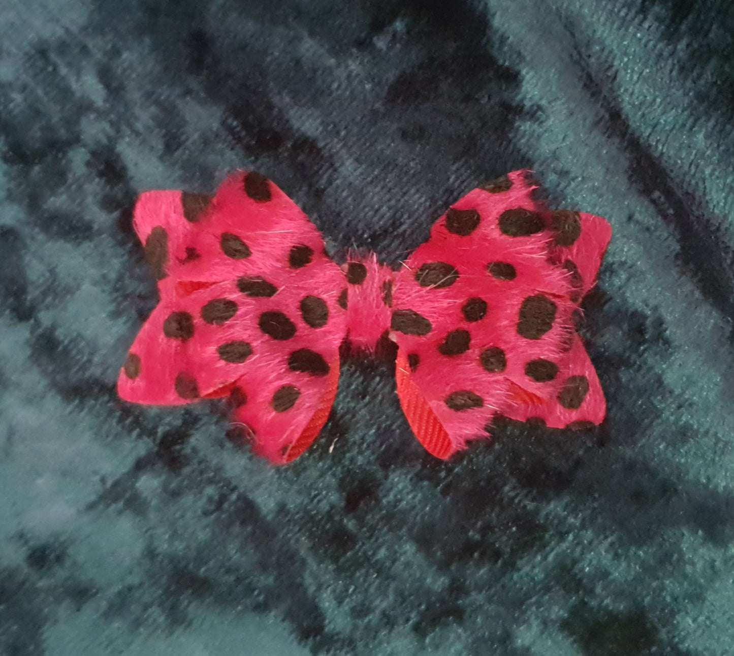 Faux Fur Animal Leopard Print Bows