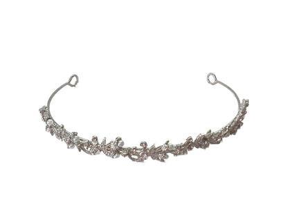 flower and leaf tiaras with clear crystal rhinestones and faux pearl beads