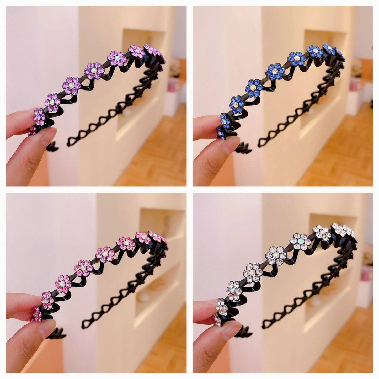 Girls pretty rhinestone flower head bands