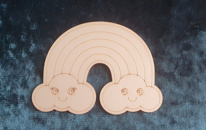 Wooden colour your own unicorn rainbow bow and clip holder with ribbon