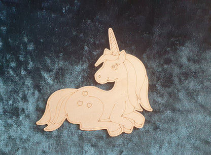 Wooden colour your own unicorn rainbow bow and clip holder with ribbon