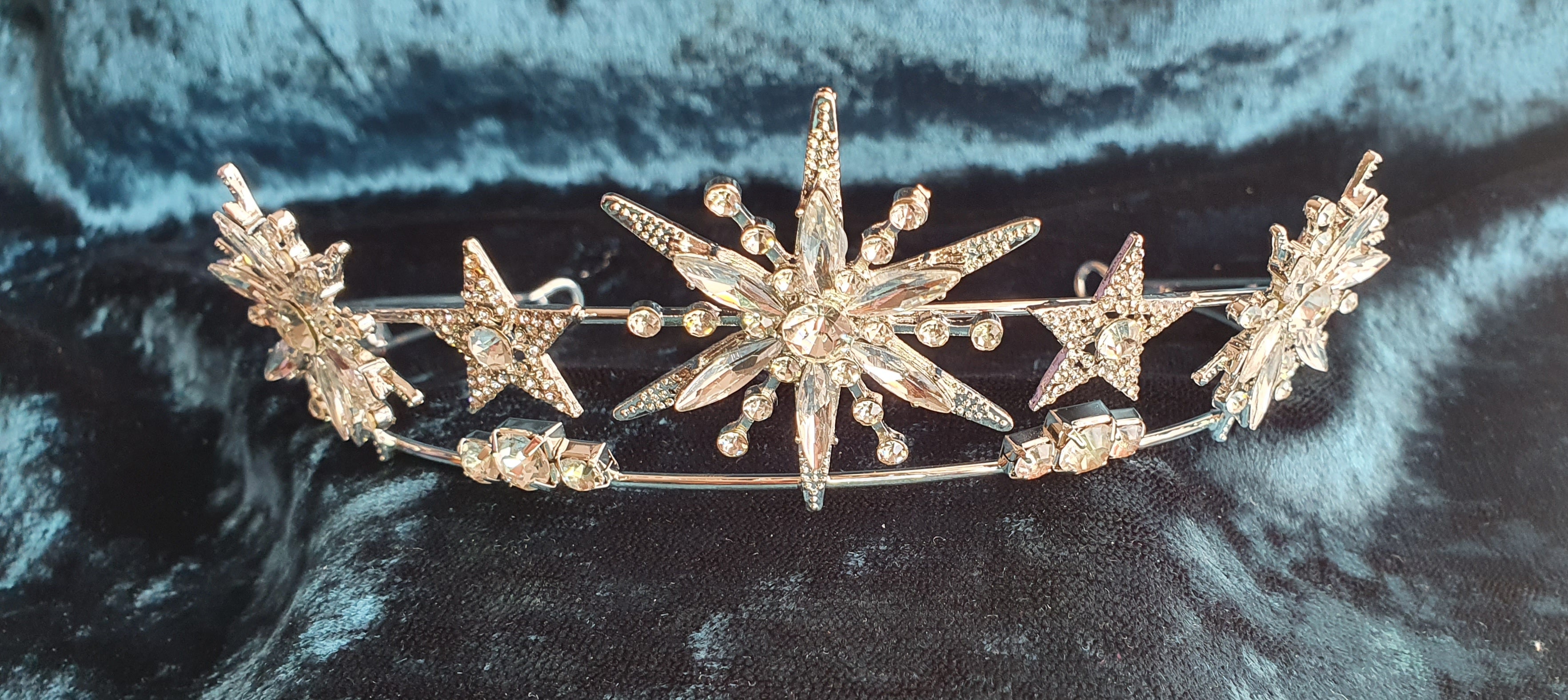 Starry celestial crystal gemstone star tiara crown headband 