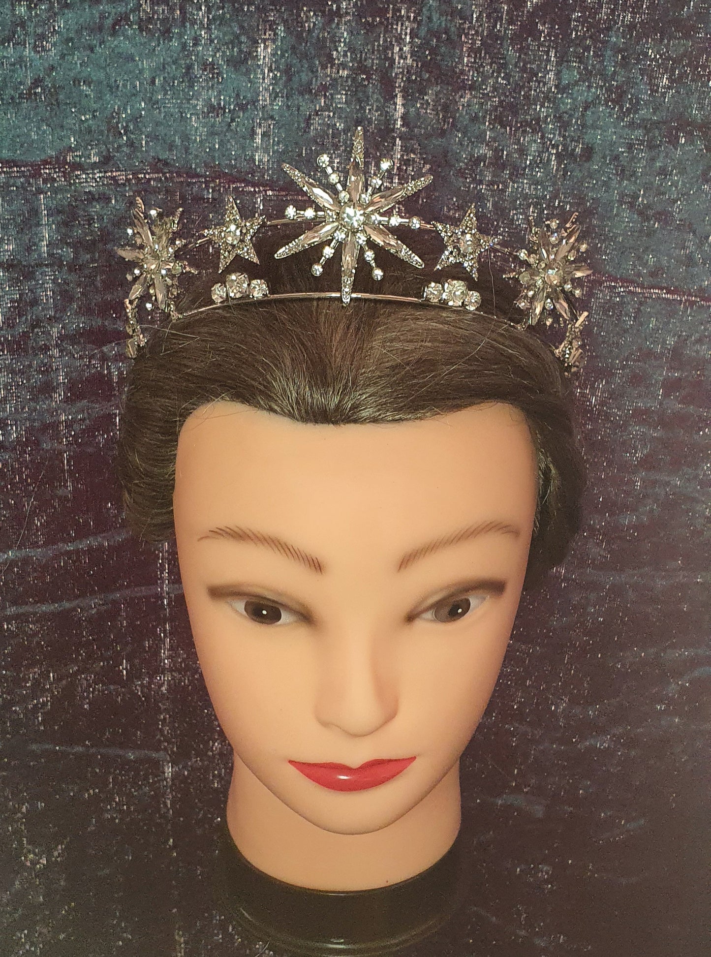 Starry celestial crystal tiara crown