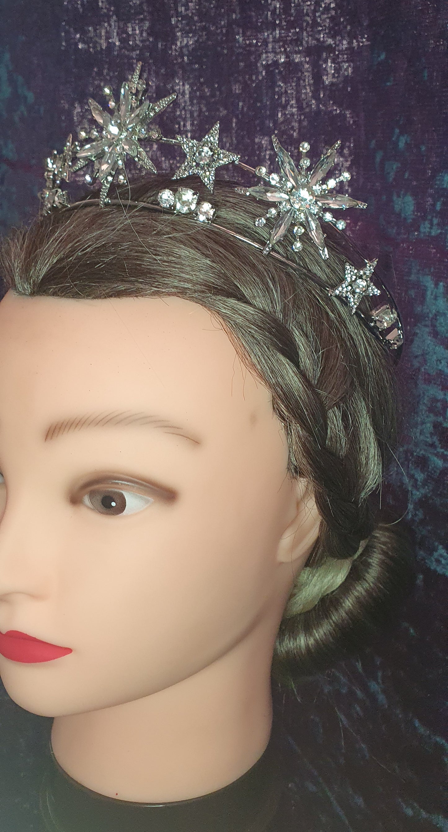 Starry celestial crystal tiara crown