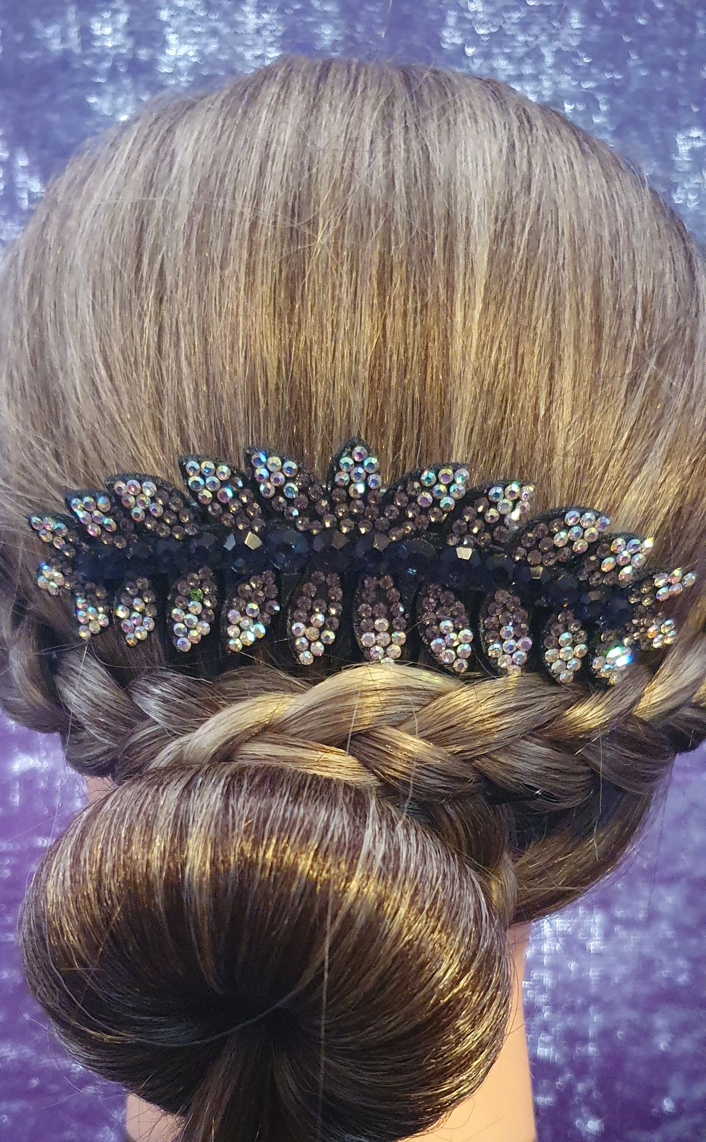 Crystal rhinestone leaf and flower hair sides