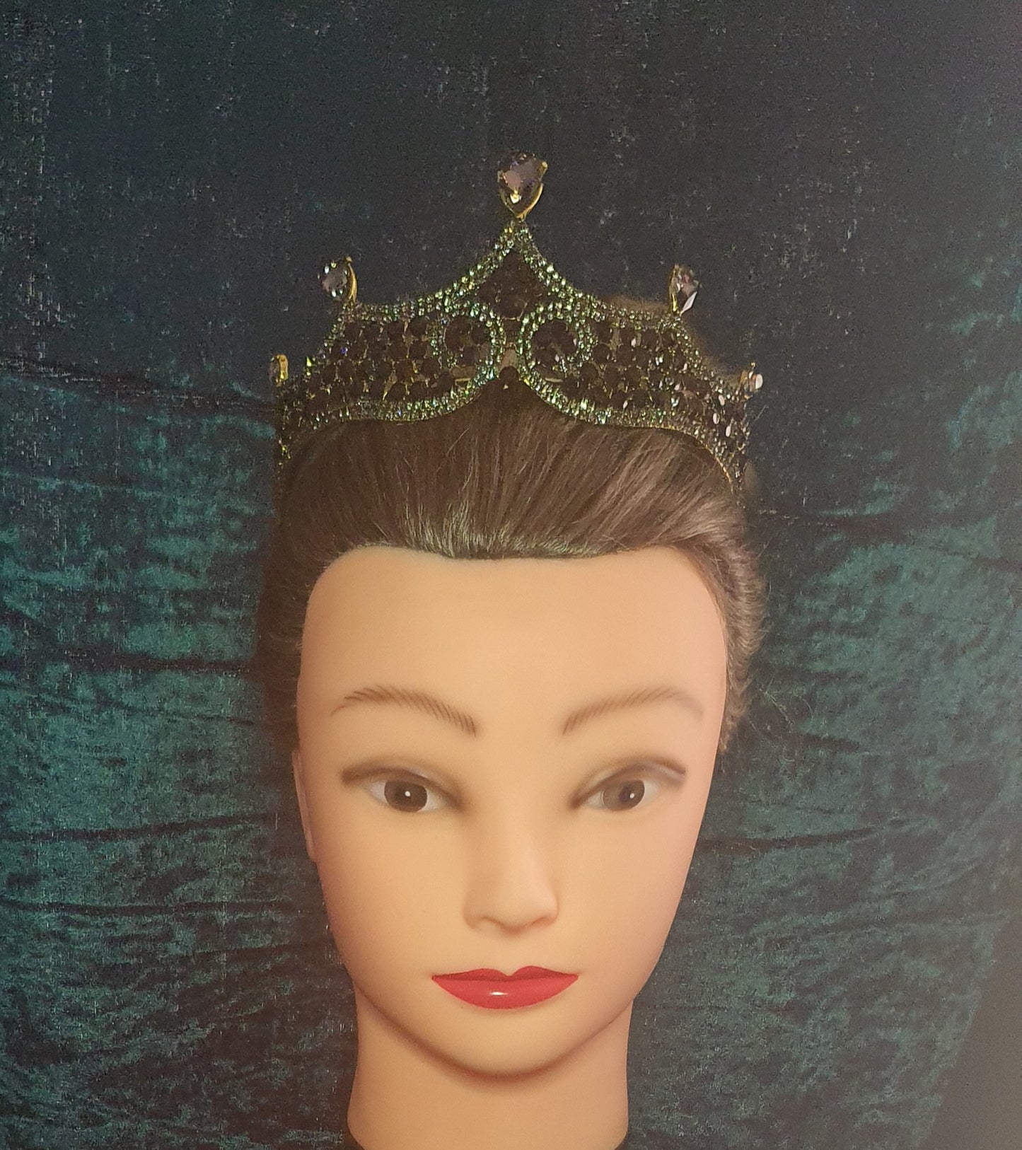 black rhinestone tiara - top of tiara features larger black droplet rhinestones whilst the main body of the tiara is covered in small black rhinestones