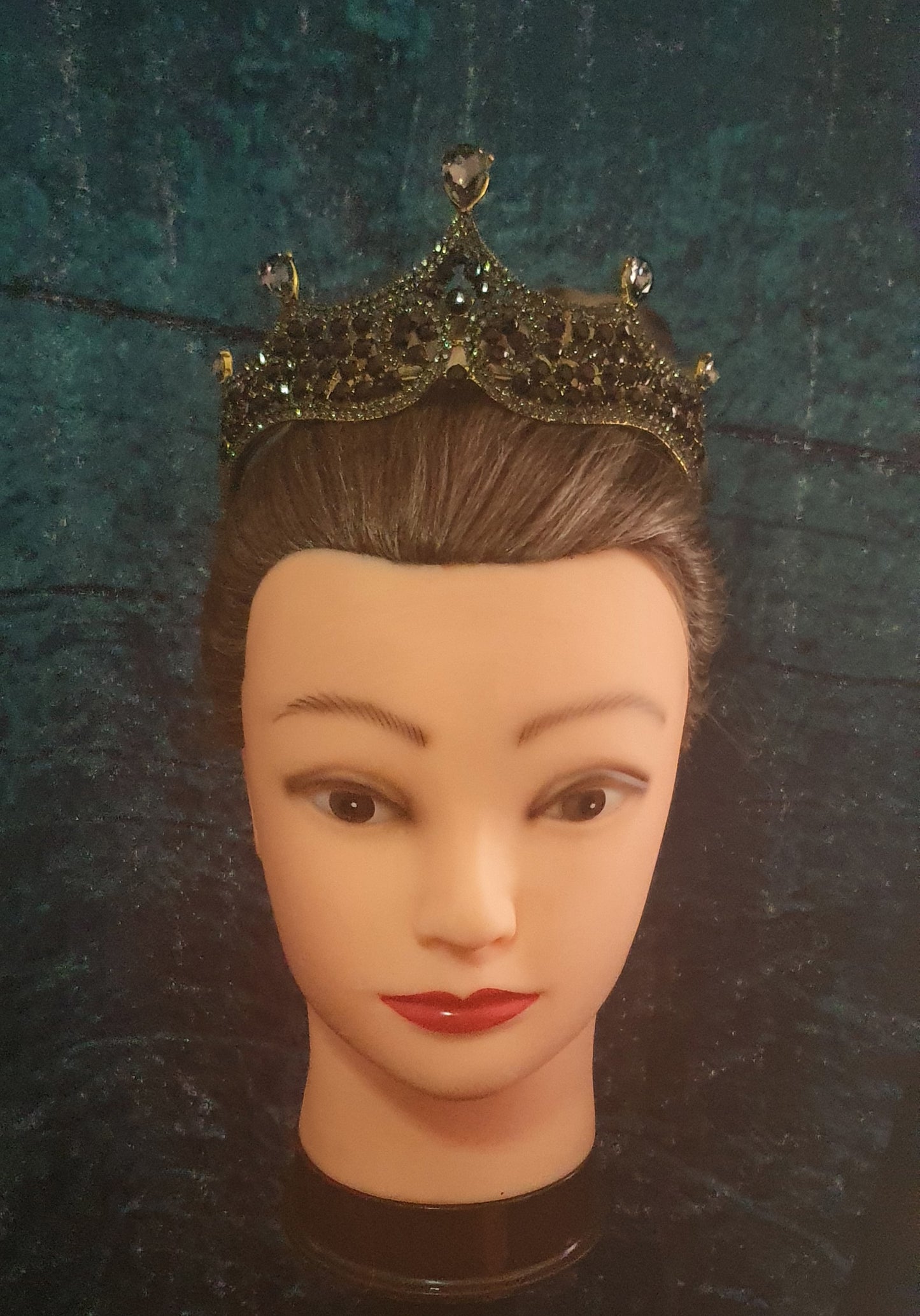 black rhinestone tiara - top of tiara features larger black droplet rhinestones whilst the main body of the tiara is covered in small black rhinestones