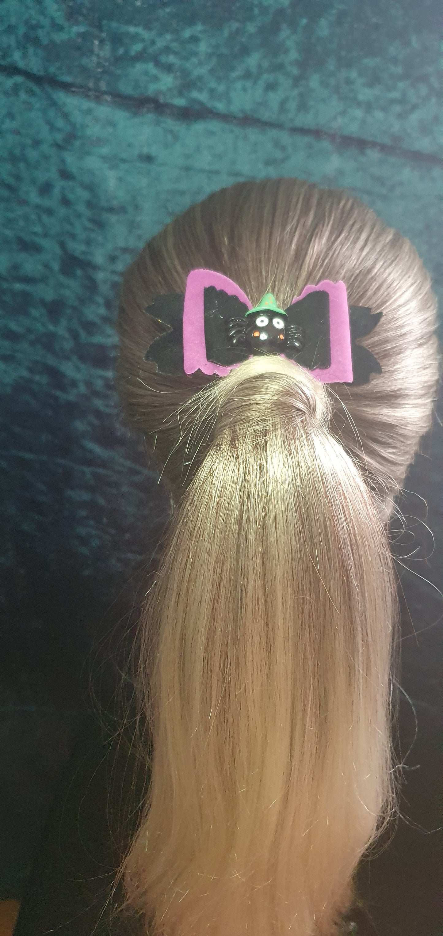 Purple and black velvet Halloween bow