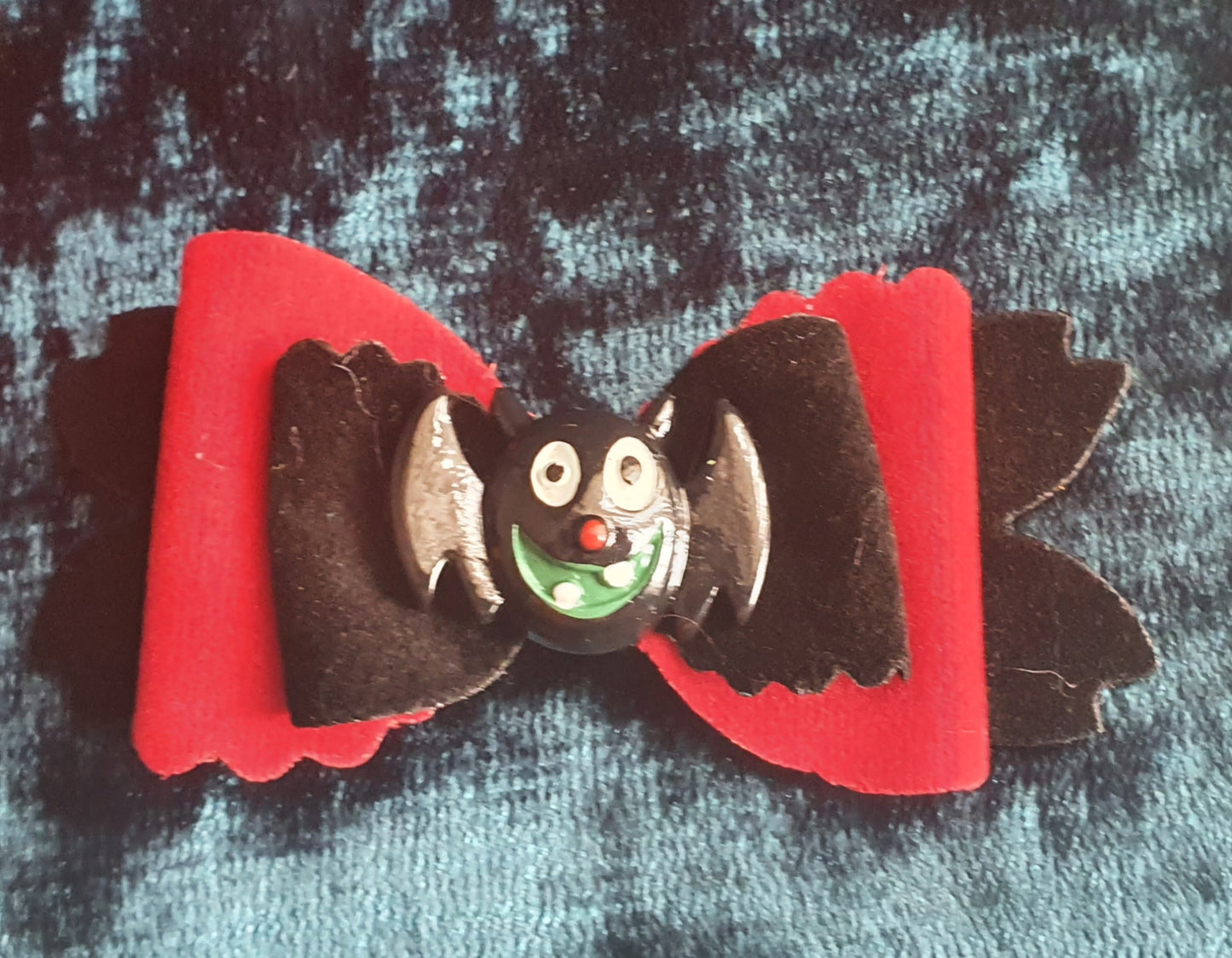 Red and Black Velvet Halloween bow