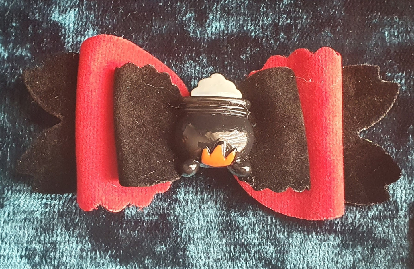 Red and Black Velvet Halloween bow