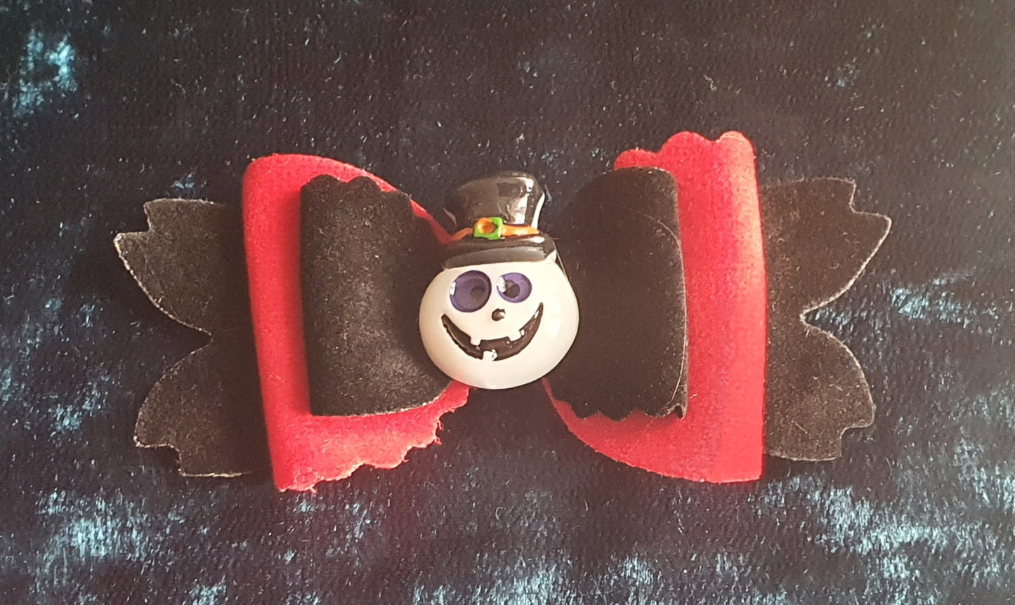 Red and Black Velvet Halloween bow