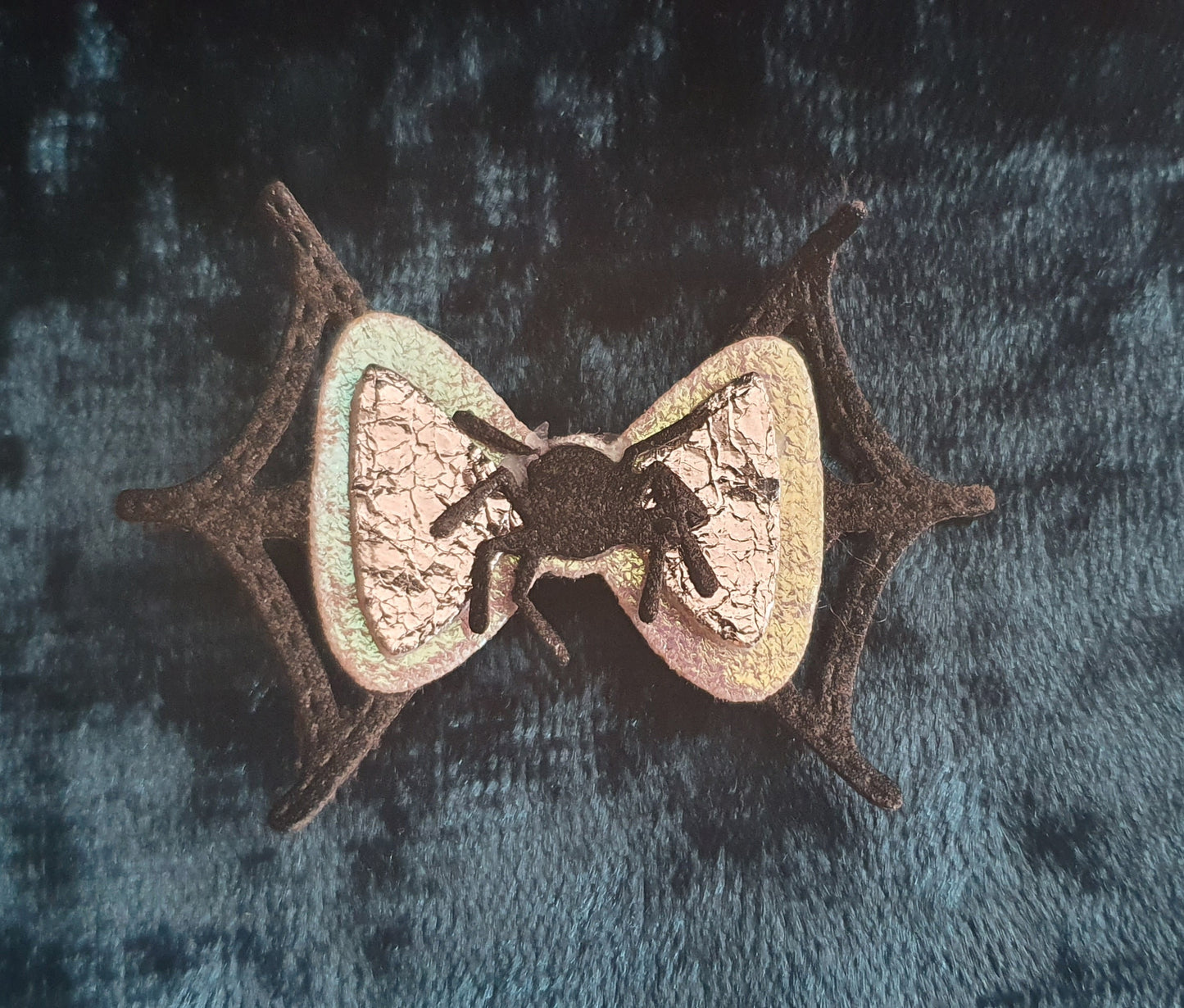 Spider web pigtail Halloween bow set