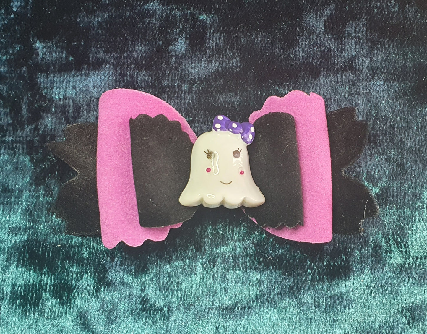 Purple and black velvet Halloween bow