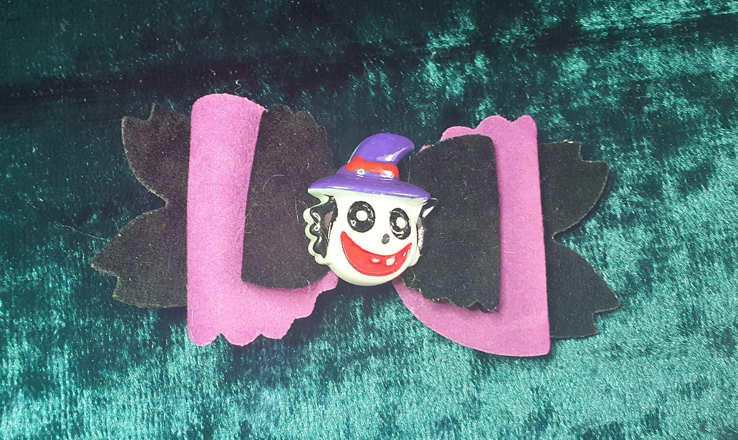 Purple and black velvet Halloween bow