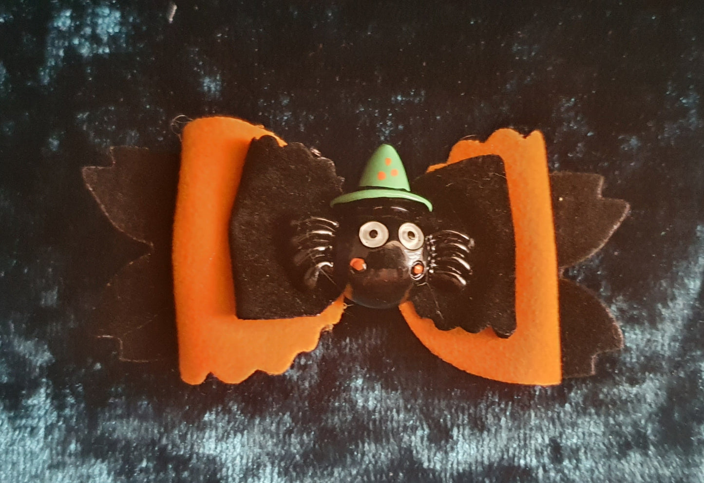 Orange and black velvet Halloween bow