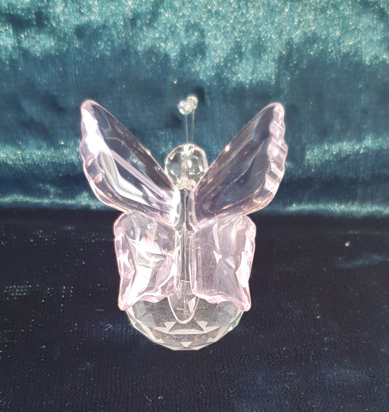 back pink butterfly crystal figure