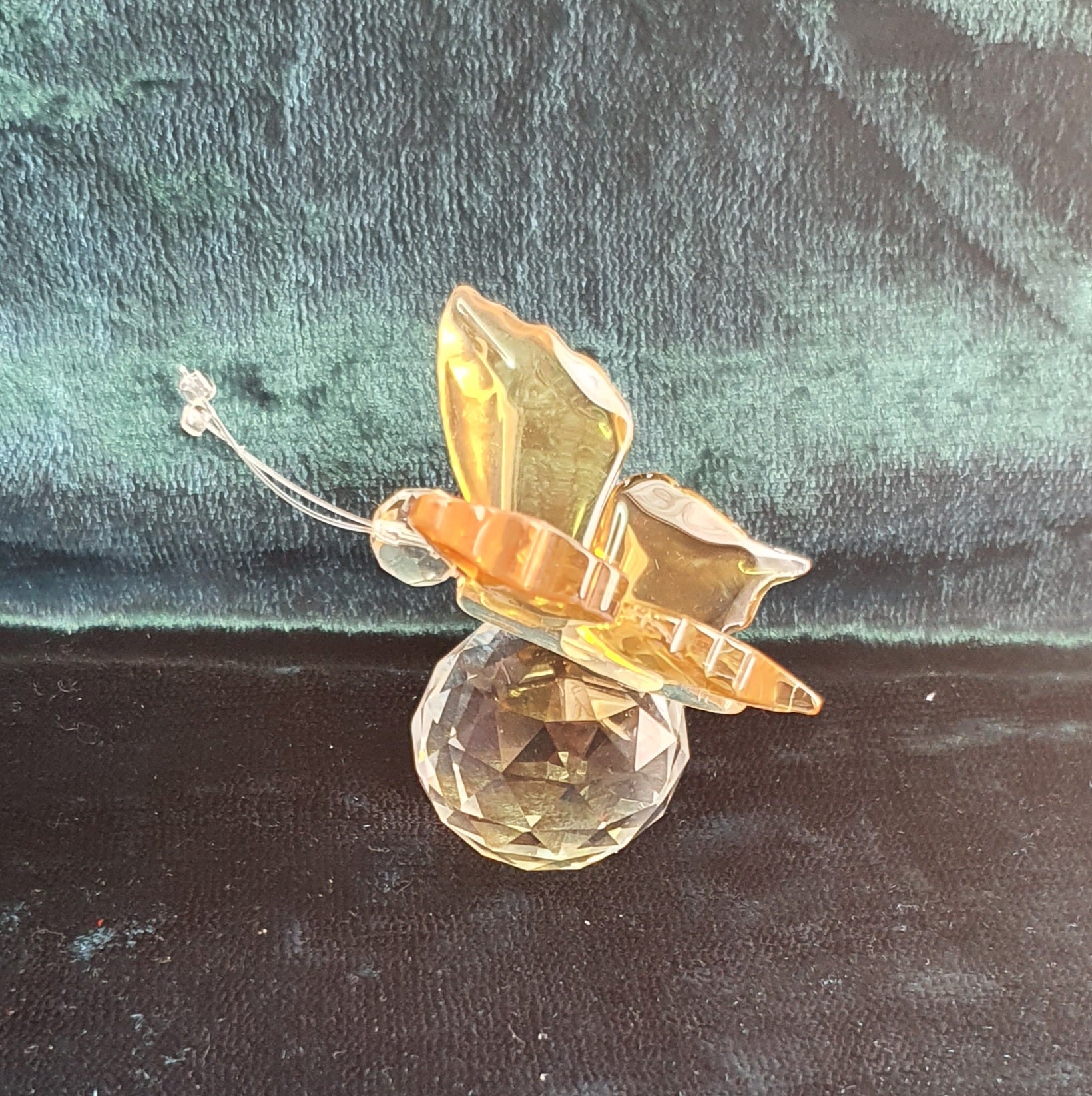 yellow butterfly crystal figure from side