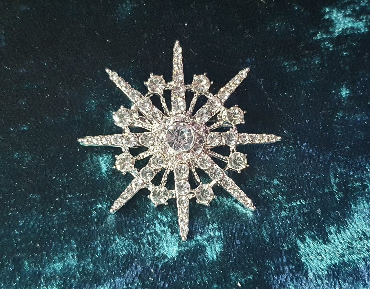 Sun and moon star snowflake silver crystal brooch pin