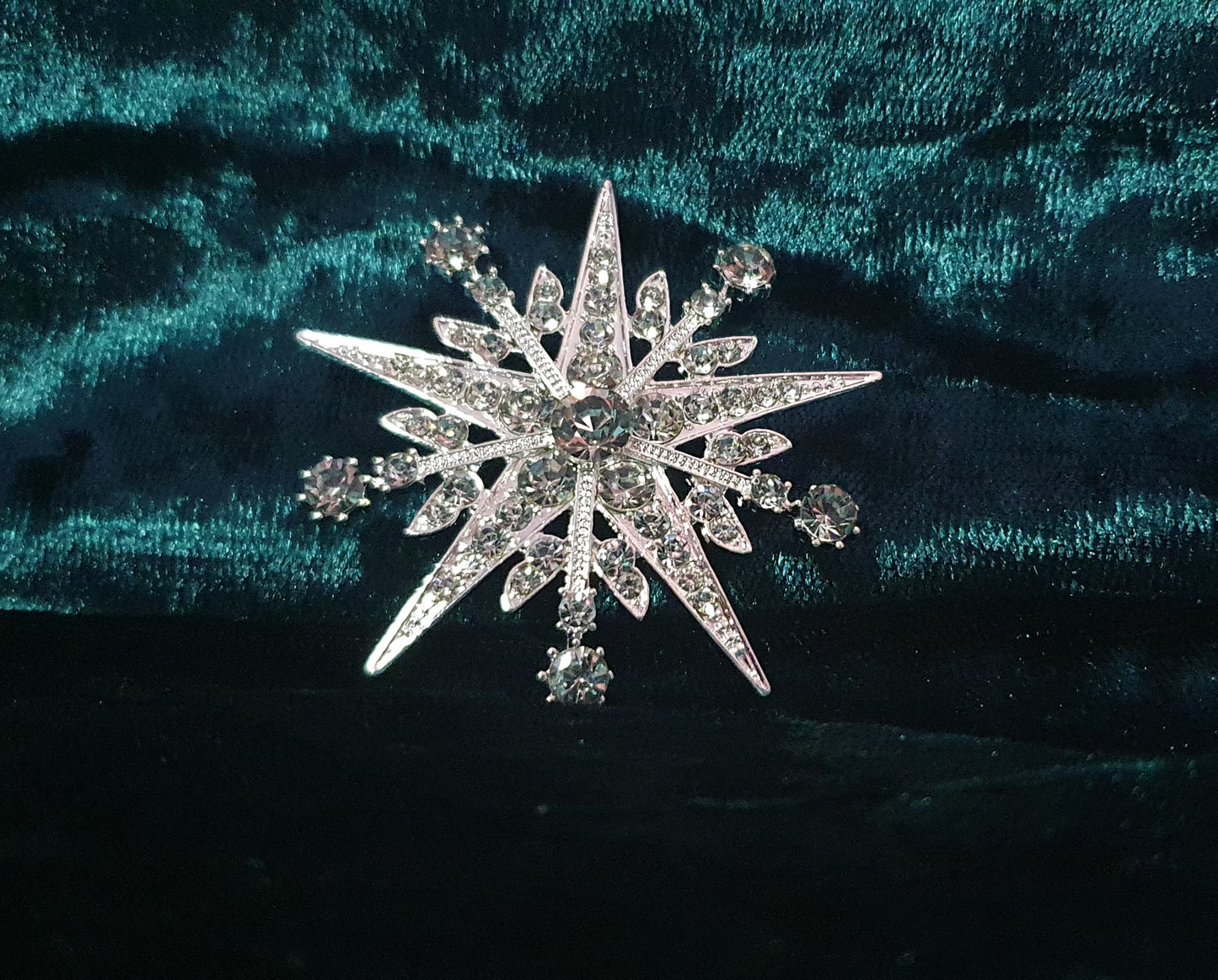 Sun and moon star snowflake silver crystal brooch pin