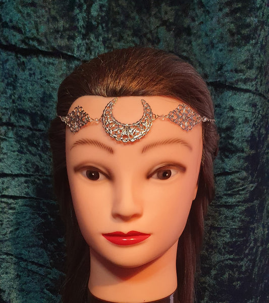 Gothic Pagan Fantasy Wiccan Headdress Moon Fairy Celtic Head Jewellery Hair Pieces Celestial Head Chain