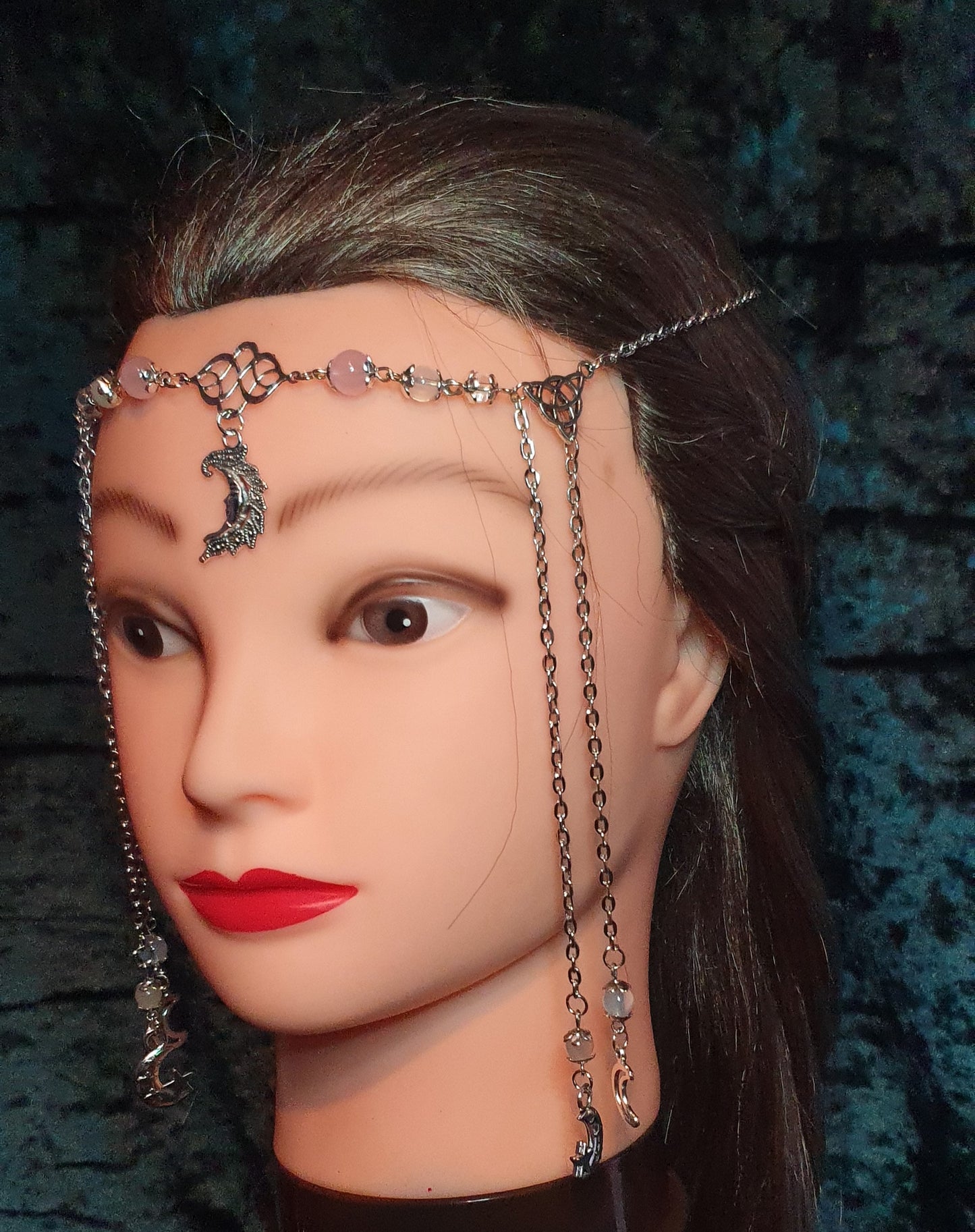 Gothic Pagan Fantasy Wiccan Headdress Moon Fairy Celtic Head Jewellery Hair Pieces Celestial Head Chain