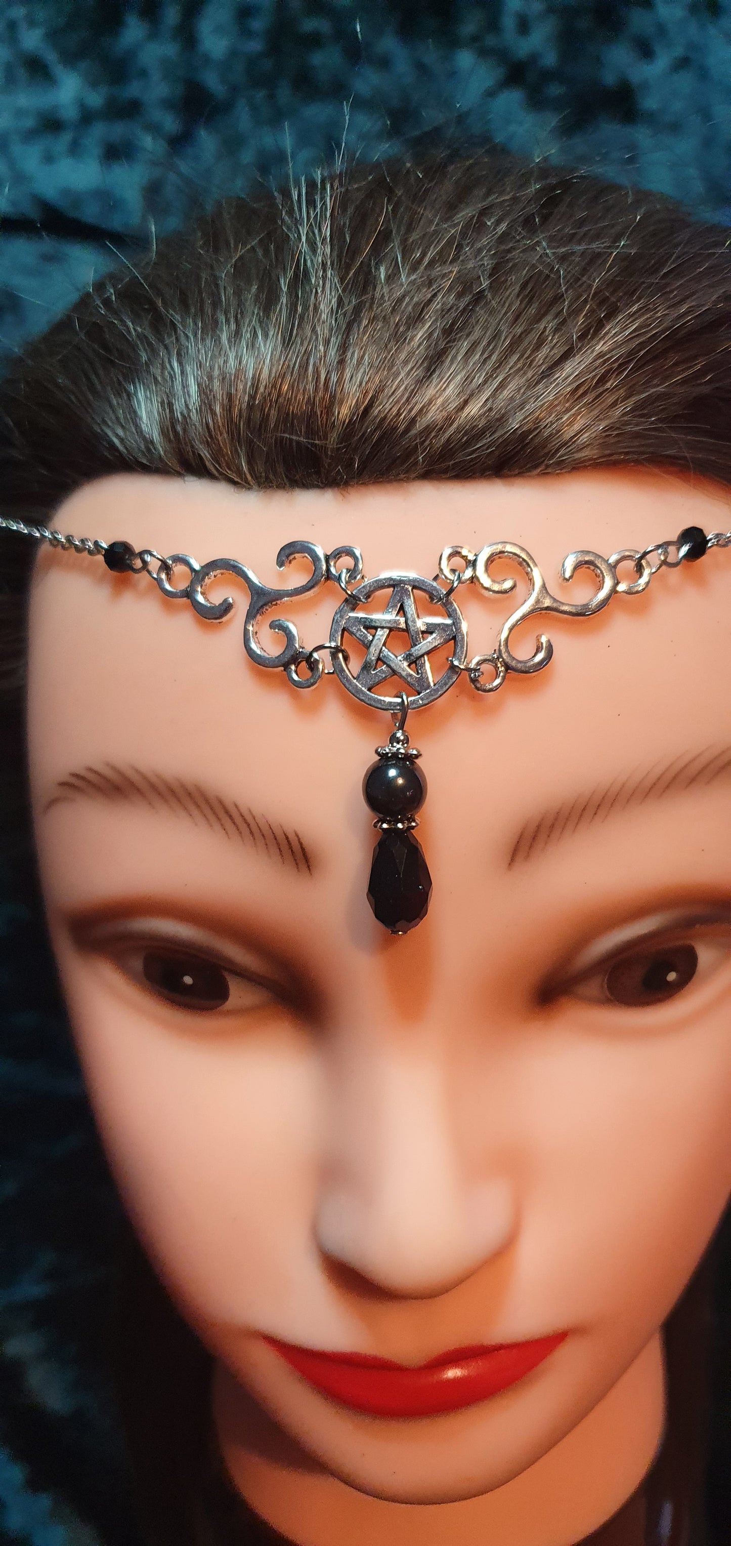 Gothic Pagan Fantasy Wiccan Headdress Moon Fairy Celtic Head Jewellery Hair Pieces Celestial Head Chain