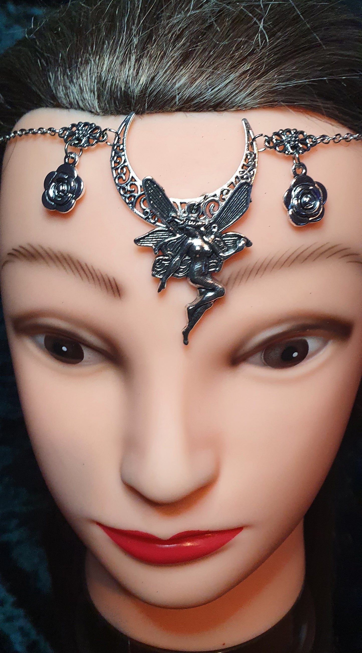 Gothic Pagan Fantasy Wiccan Headdress Moon Fairy Celtic Head Jewellery Hair Pieces Celestial Head Chain