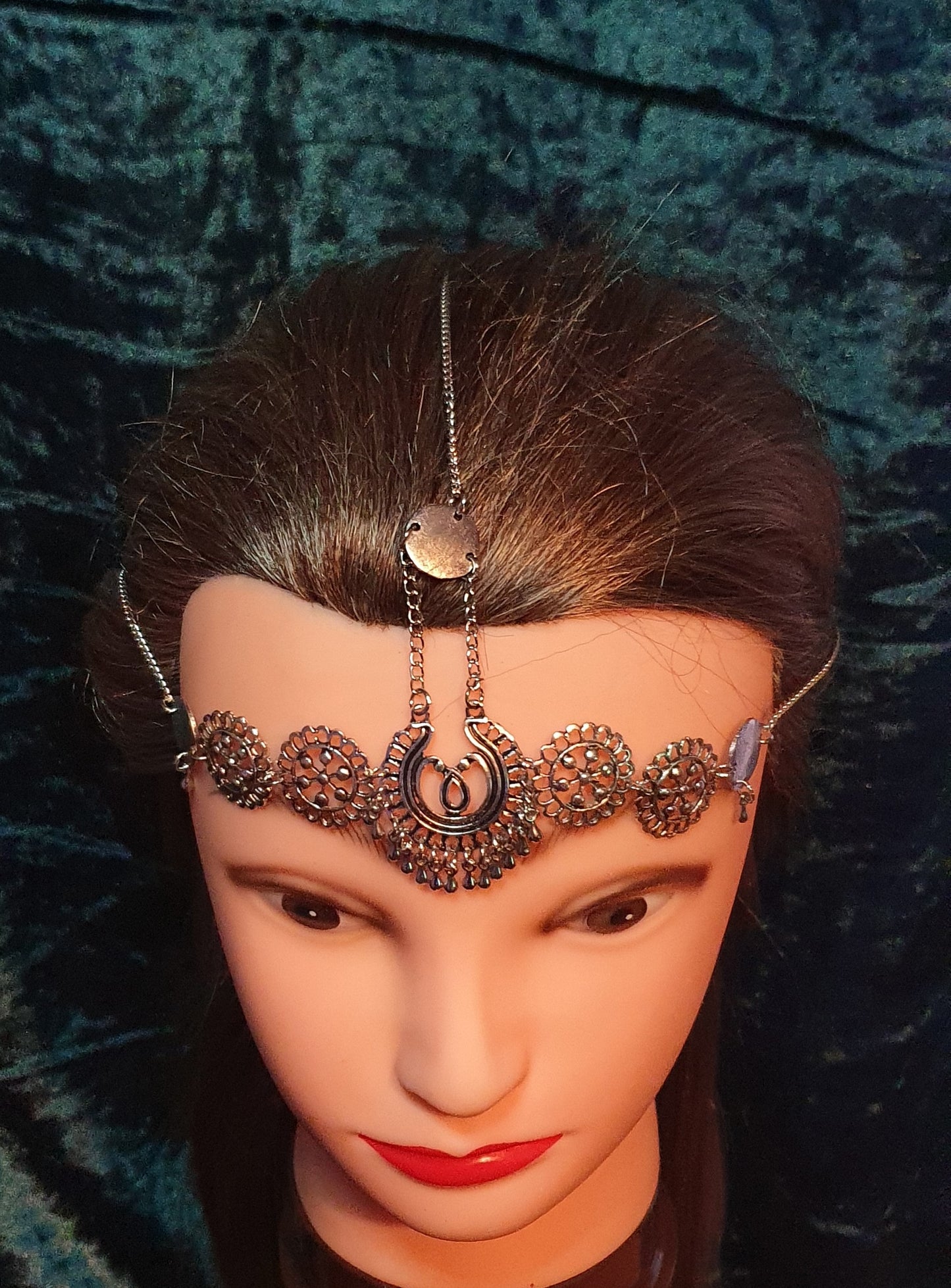 Gothic Pagan Fantasy Wiccan Headdress Moon Fairy Celtic Head Jewellery Hair Pieces Celestial Head Chain