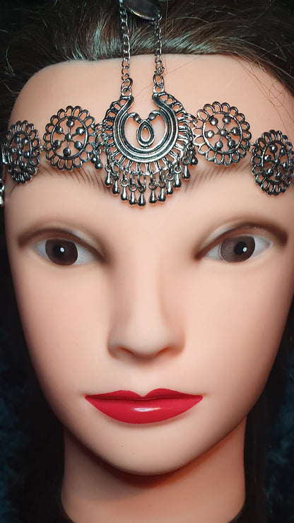 Gothic Pagan Fantasy Wiccan Headdress Moon Fairy Celtic Head Jewellery Hair Pieces Celestial Head Chain