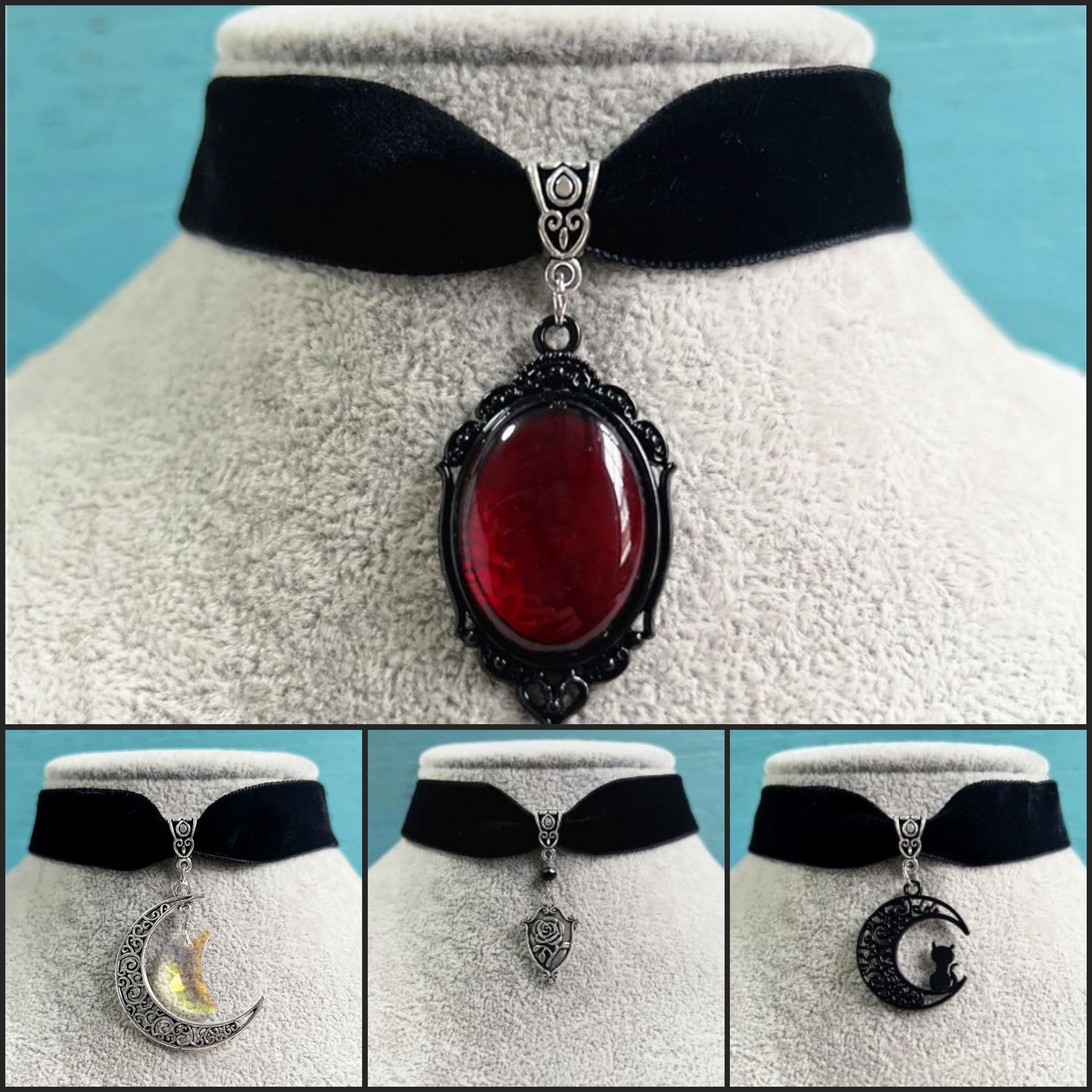 Sacina Gothic Pearl Choker, Pearl Choker Necklace, Black Velvet Choker, Halloween Christmas New Year Jewelry Gift For Women, Stainless Steel, No